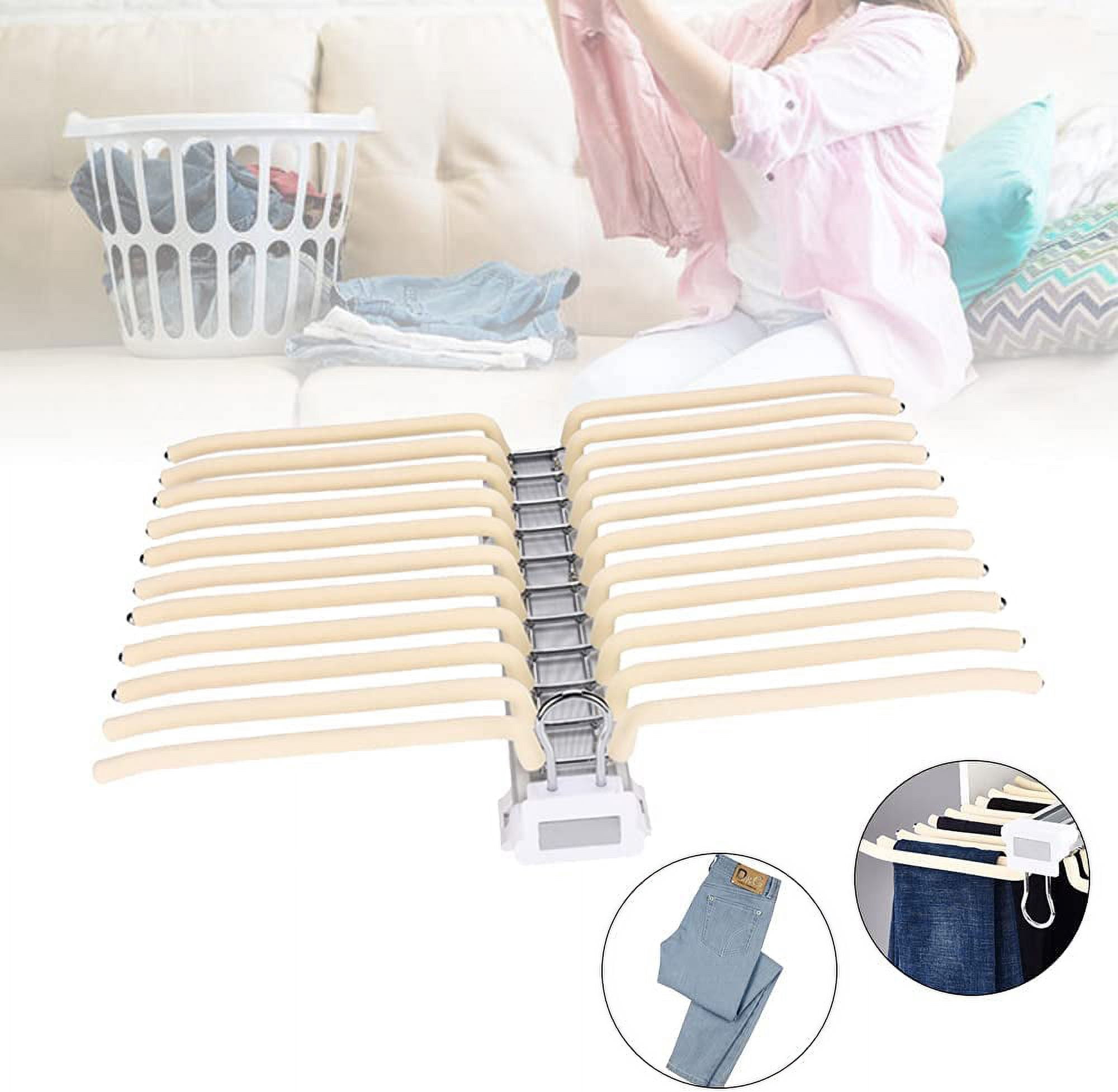 Fetcoi, Pants Rack Pull Out Trousers Rack 22 Arms Steel Pull Out Pants Hanger