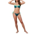 thumbnail image 2 of INSPIRE CHIC Women's Contrast Color Ribbed Bikini Sets 2 Piece Spaghetti Straps Top Triangle Bottom Swimwear Bathing Suits Large Teal-Light Green, 2 of 5