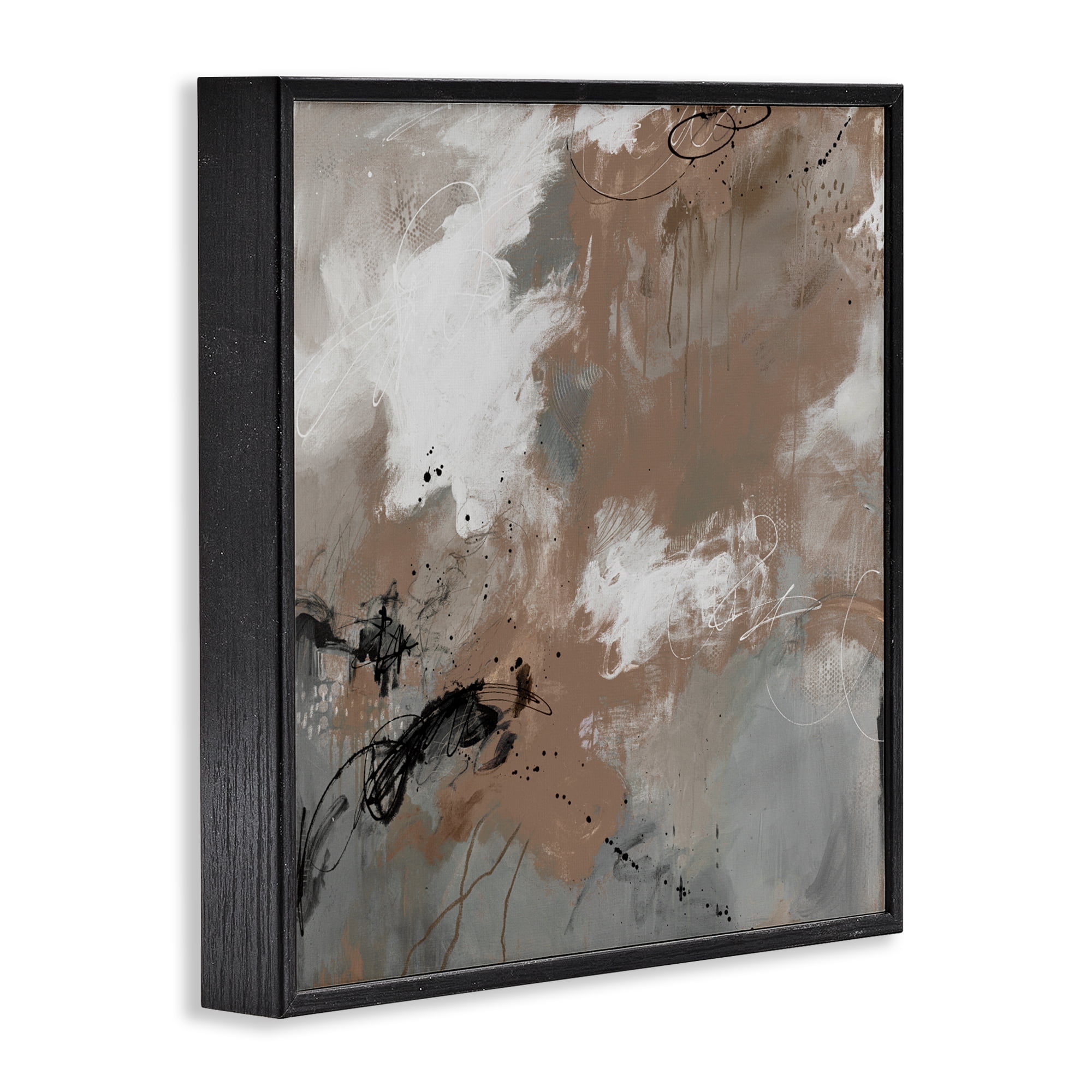 Stupell Industries Brown & Grey Brushwork Black Framed Giclee Art, design by Ruth Fromstein