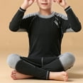 thumbnail image 3 of Sinleey Kids Boys Girls Thermal Underwear Set Long Sleeve Base Layer Top with Bottoms Fall Winter Suit Dark Gray 100, 3 of 8