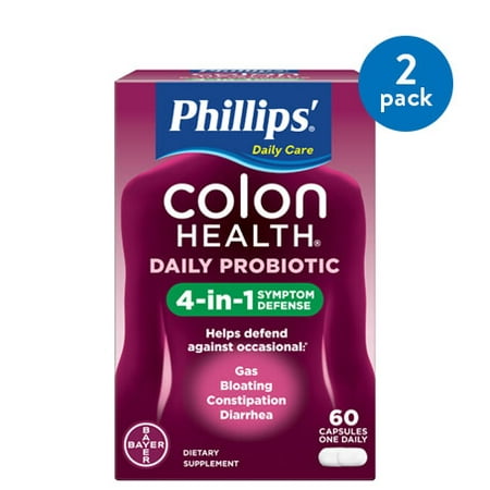 (2 Pack) Phillips' Colon Health Daily Probiotic Supplement Capsules, 60 (Best Time To Take Probiotic Capsules)