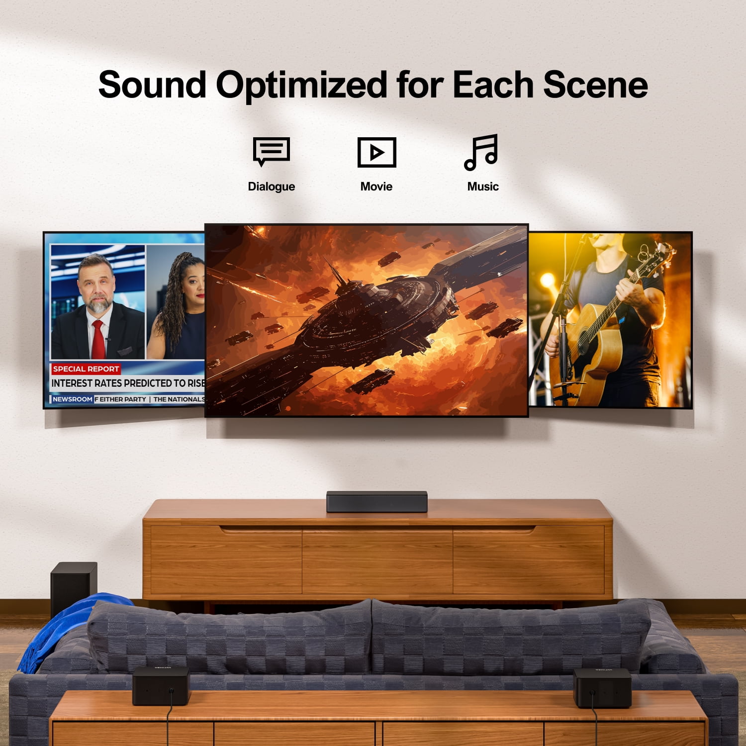 ULTIMEA Poseidon D60 5.1 Sound Bar with Dolby Atmos for Smart TV, 410W Peak Power, Surround Sound System for TV, Wireless Subwoofer Bass Boost, Surround Adjustable