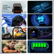 UBABAI Model X 4G Smart Watch 4GB+128GB 13MP+5MP Dual Camera WIFI GPS Android System 1.99 Inch Face Unlock 1050mah Silicone Strap