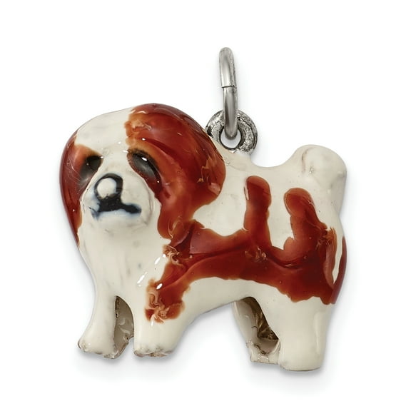 Primal Silver Sterling Silver Enameled Coton De Tulear Charm