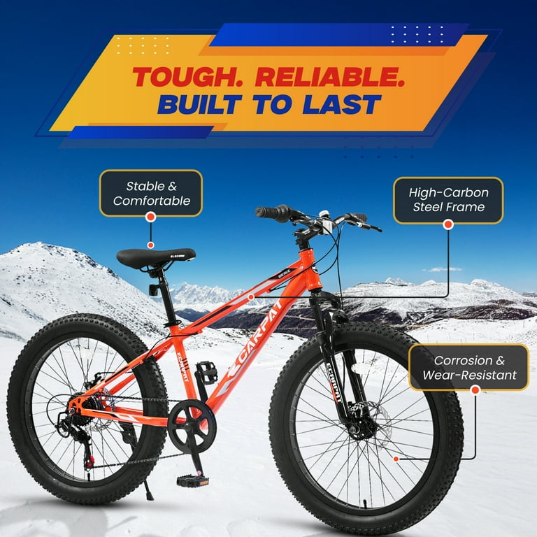 24 inch Fat Tire Bike, Shimano 7-Speed, Dual-Disc Brakes, All