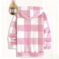 thumbnail image 5 of gbyLJF Men's Plaid Fleece Jacket Long Sleeve Full Zip Sweatshirt Cardigan Casual Round Neck Drawstring Hooded Jackets with Pockets, 5 of 8