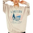 thumbnail image 5 of Lake Life Social Club Sweatshirt for Women & Kids Cozy Lake House Crewneck Pullover Sand Sweatshirt Adult Large, 5 of 7