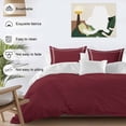 thumbnail image 3 of 3 Piece Pure Red Wine Duvet Cover Set Twin Size, Microfiber Comforter/Quilt Cover with Corner Ties and 2 Pillowcases, Simple Solid Color All Season Soft Bedding with Zipper Closure, 3 of 8