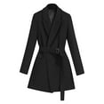 thumbnail image 5 of Baberdicy Lady Trench Coat Women's Tailored Collar Solid Color Relaxed and Casual Long Sleeved Mid Length Version Coat Trenchcoat Women's Black, 5 of 6