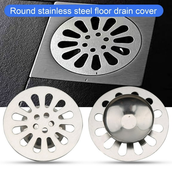 Joernso Reusable Drain Cover Easy Installation Stainless Steel Deodorization Round Hair Strainer for Daily Use