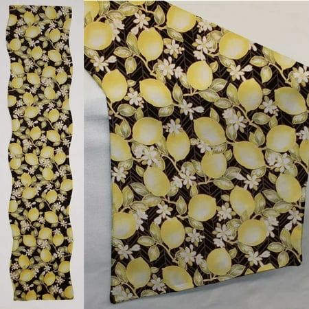

Lemon Blossoms Table Runner by Penny s Needful Things (8 Feet Long - STRAIGHT) (Gray)