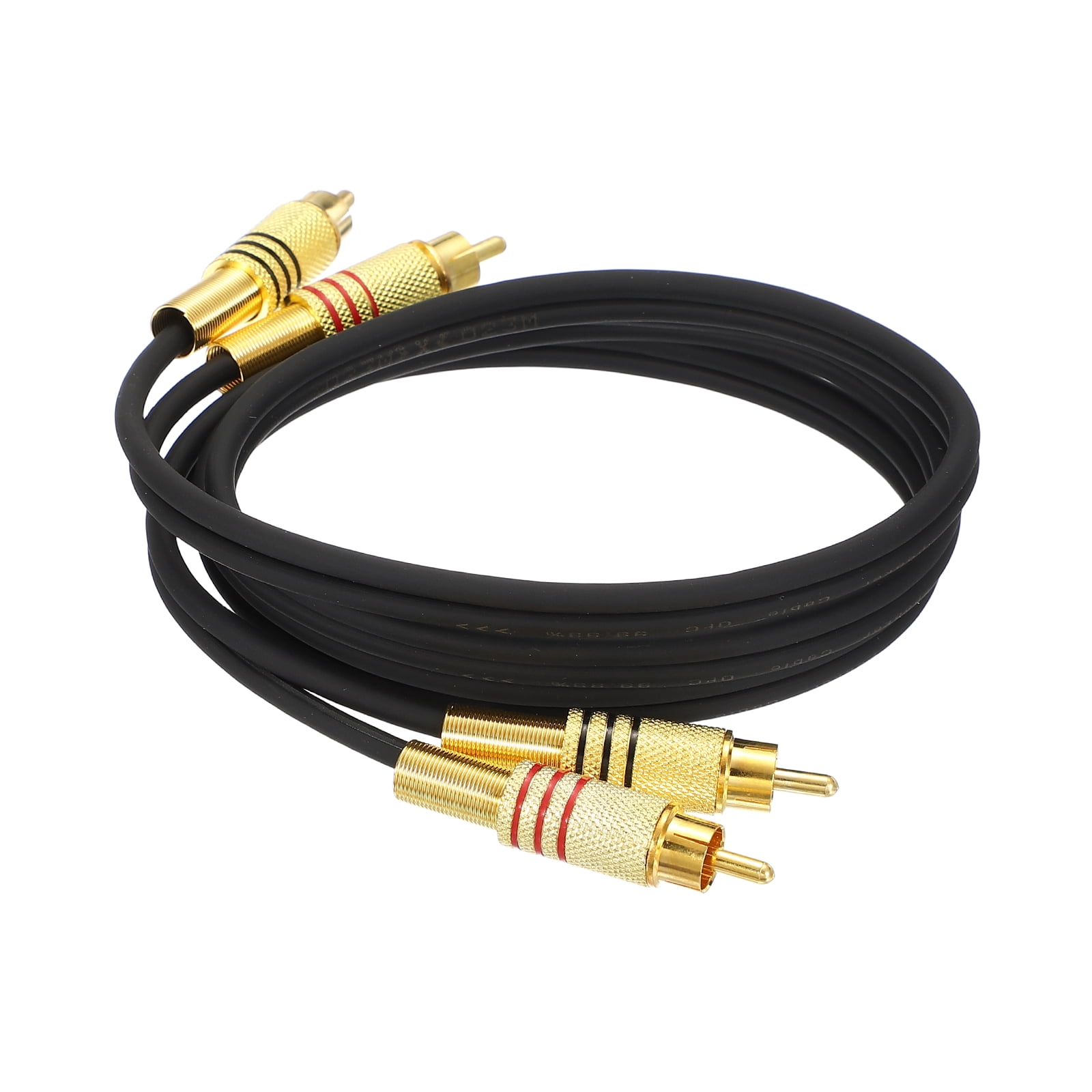 2RCA Male to 2RCA Male Audio Stereo Cable, 3.3 ft RCA Subwoofer Cable with Gold Plated Plugs for Home Theater, HDTV, Amplifiers, Speakers, Black Cable Gold Shell
