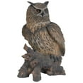thumbnail image 2 of 23.5" Eagle Owl on Stump Outdoor Garden Statue, 2 of 5