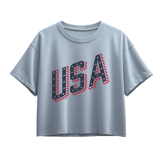 Instant Message - USA Stars and Stripes - Youth Girls Boxy T-Shirt