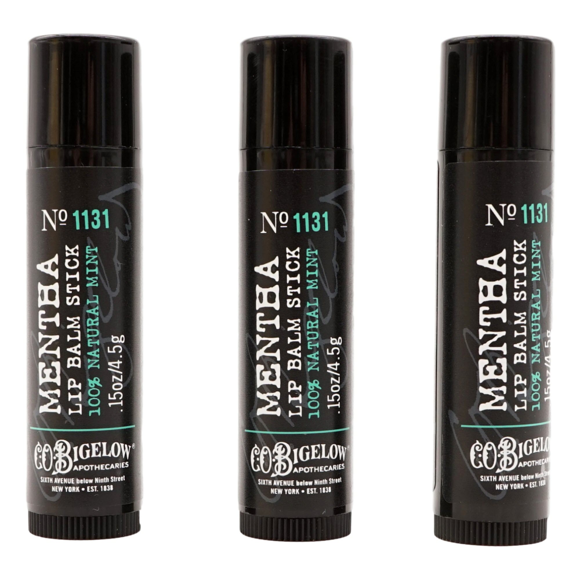 Lot of 3 Bath & Body Works C.O. Bigelow 1131 Mentha Lip Balm Stick 0.15