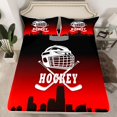thumbnail image 2 of Homewish Ice Hockey Helmet Queen Sheet Sets for Boy, Eat Sleep Sports Flat Sheet, Black Red Cartoon Queen Fitted Sheet, Super Cozy Room Decor, 4 Pieces, 2 of 7