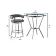 thumbnail image 5 of Aliya 3 Piece Counter Height Dining Table Set, Round Glass Top, Gray Silver- Saltoro Sherpi, 5 of 5