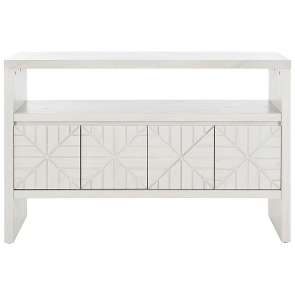 SAFAVIEH Zella Contemporary Wood Console Table with Shelf, White Washed