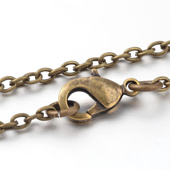 Iron Cable Chain Necklace Making with Lobster Claw Clasps Antique Bronze 24 inch