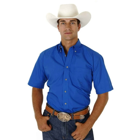 Roper Men's Short Sleeve Poplin Shirt Solid Poplin Button Down Colla L, 0366