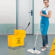 Compact Mop Bucket with Wringer, 21-Quart Rolling Mop Bucket with Separate Dirty & Clean Water