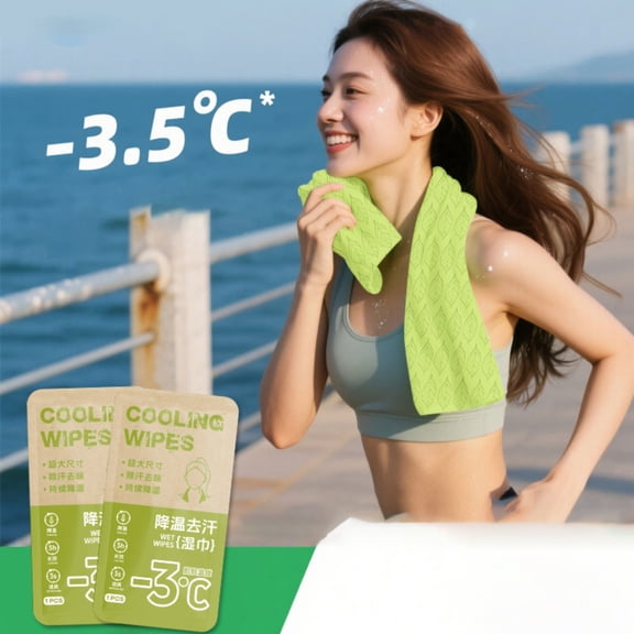 Cooling And Sweating Wipes (Green Leaf Style) Polyester Towel Color:Green Material:Plastic