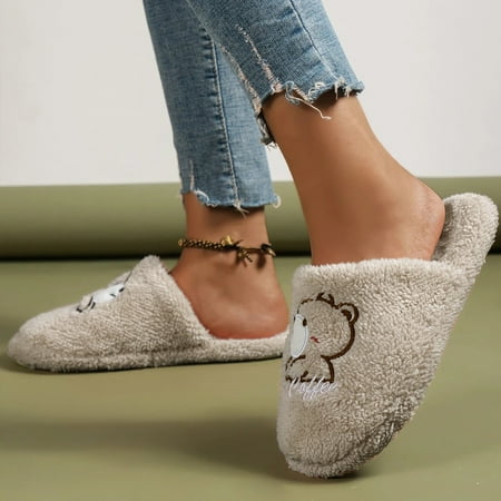 

Cathalem Indoor Outdoor Slippers Women Leopard Ladies Cartoon Embroidered Bedroom Slippers Ladies Slippers for Women Open Toe B 7.50