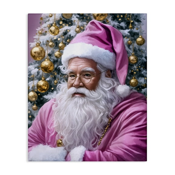 Stupell Industries Traditional Santa in Pink People Painting Wrapped Canvas Canvas Art Print Wall Art, 16 x 20