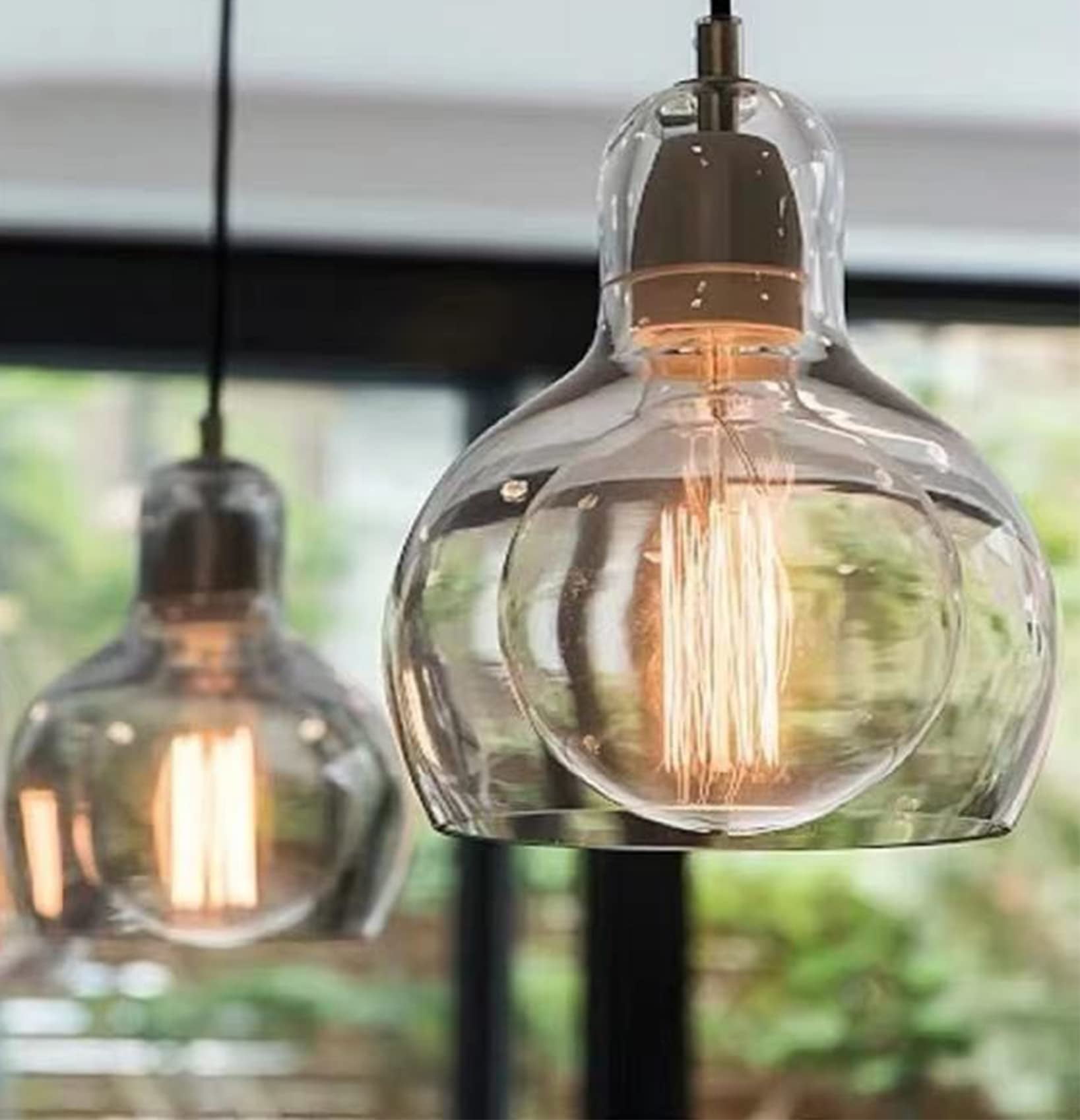 Kiven H-Type Track Lighting Light fixture, ModernHalo Track Pendant Light with Built-in Cable Wrapper and Grey Glass Globe, Adjustable Length for Bedroom Kitchen Home Lighting, 1-Light