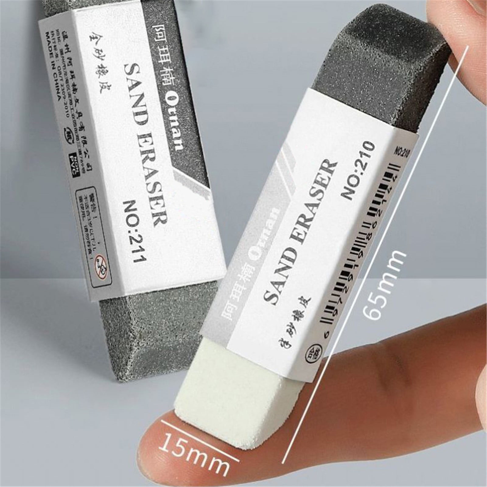 6 Pcs Sand Erasers,Frosted Eraser Sand,Pen Eraser for Ink Ballpoint Colored Pencils,Double Head Remover Eraser,Frosted Erasers for Pens,Pens,Portable Eraser,Convenient Cleaning,(Black,0.59x2.56 in)