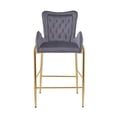 thumbnail image 7 of GDF Studio Modern Velvet Tufted Counter-Height Bar Stools with Golden Metal Frame, Set of 2, Gray, 7 of 7