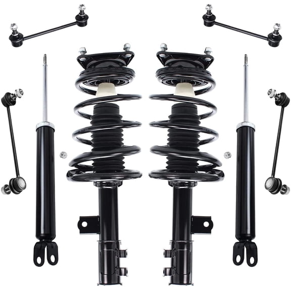 Detroit Axle - 8pc Struts Shocks Kit for 2007-2010 Hyundai Elantra Complete 2 Struts with Coil Spring 2 Shock Absorbers 4 Front Rear Sway Bar Links 2008 2009