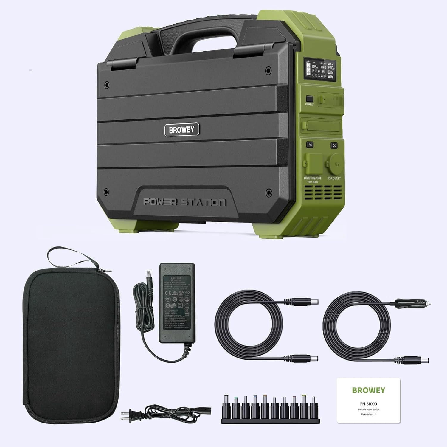 BROWEY 600W Continuous / 1200W Peak Portable Solar Generator with 1 Solar Panel