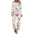 thumbnail image 2 of WREESH Womens Pajama Sets Printing Round Neck Short Sleeve Sleepshirt And Pants Two Piece Sets S Loungewear Pajamas With Pockets Hot Pink, 2 of 6