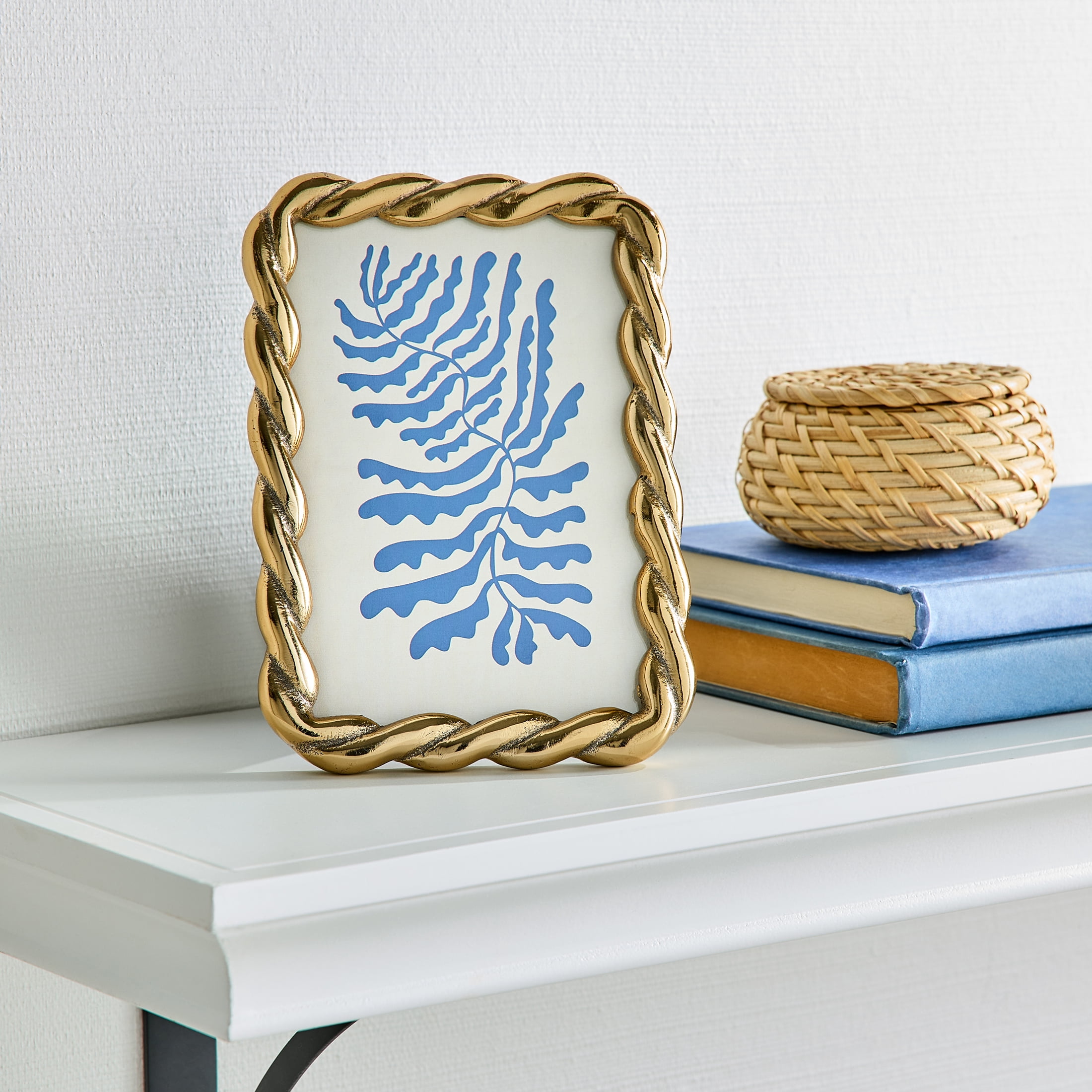 Better Homes & Gardens 4x6 Picture Frame – Gold Rope Metal Tabletop Photo Frame