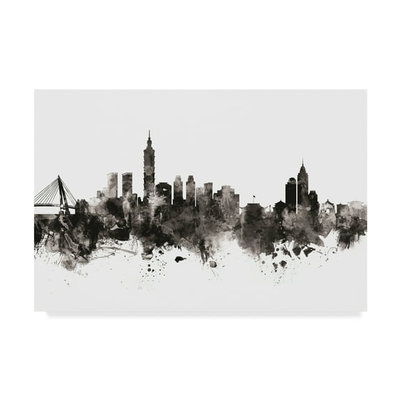 Trademark Fine Art 'Taipei Taiwan Skyline Black White' Canvas Art by Michael Tompsett