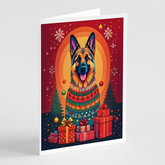 German Shepherd Holiday Christmas Greeting Cards Pack of 8 7 in x 5 in