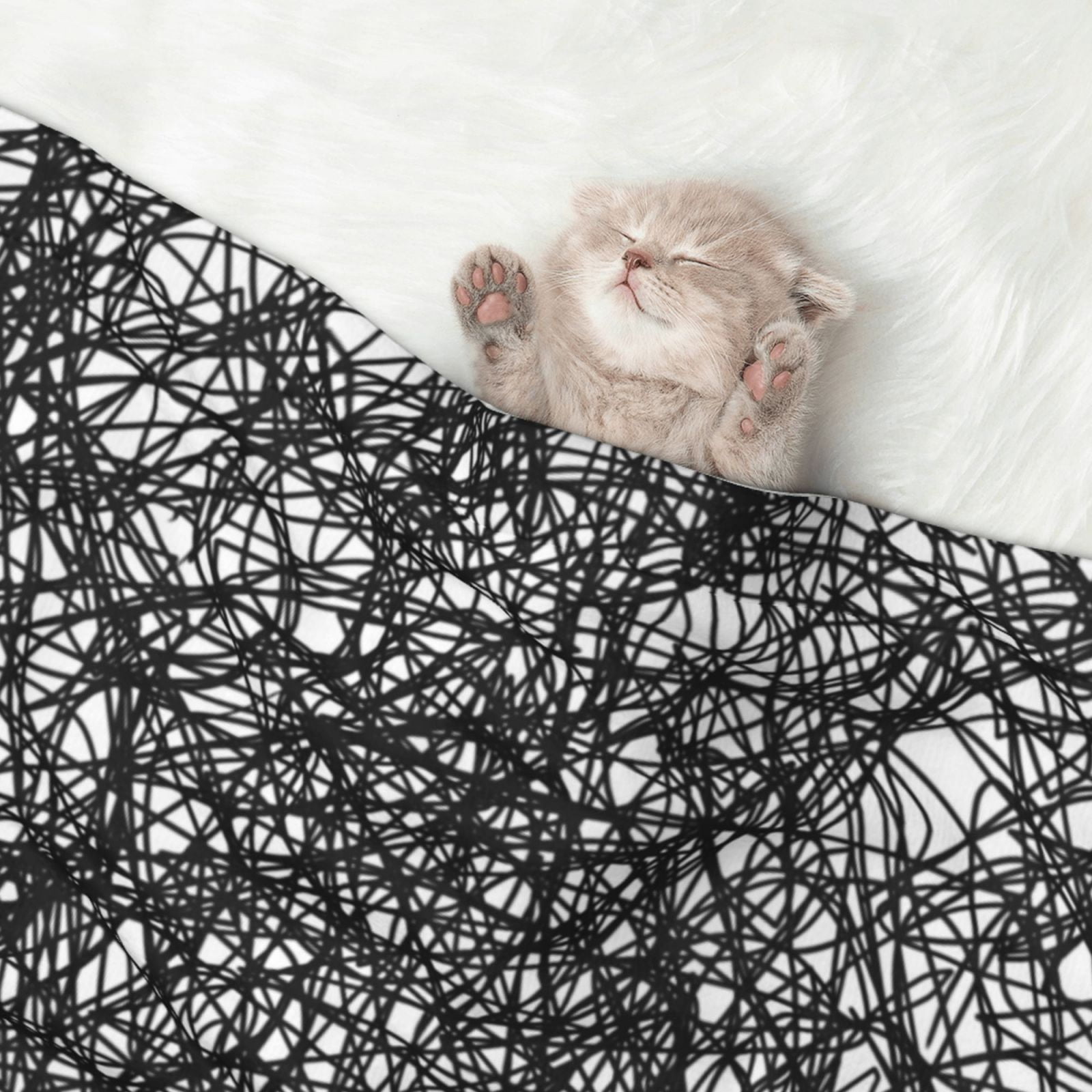 Black Ink Scribbles Dog Blanket Soft Warm Flannel Cat Blanket Great Pet Throw for Cats Puppy Small Medium Large Dog