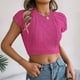 thumbnail image 5 of mfyjkho Tops Para Hacer Ejercicio Para Mujer, Suéter Corto De Moda Con Cuello Redondo Y Manga Corta Con Inserción En Los Hombros De Color Liso Para Mujer Tops Para Hacer Ejercicio M, 5 of 8