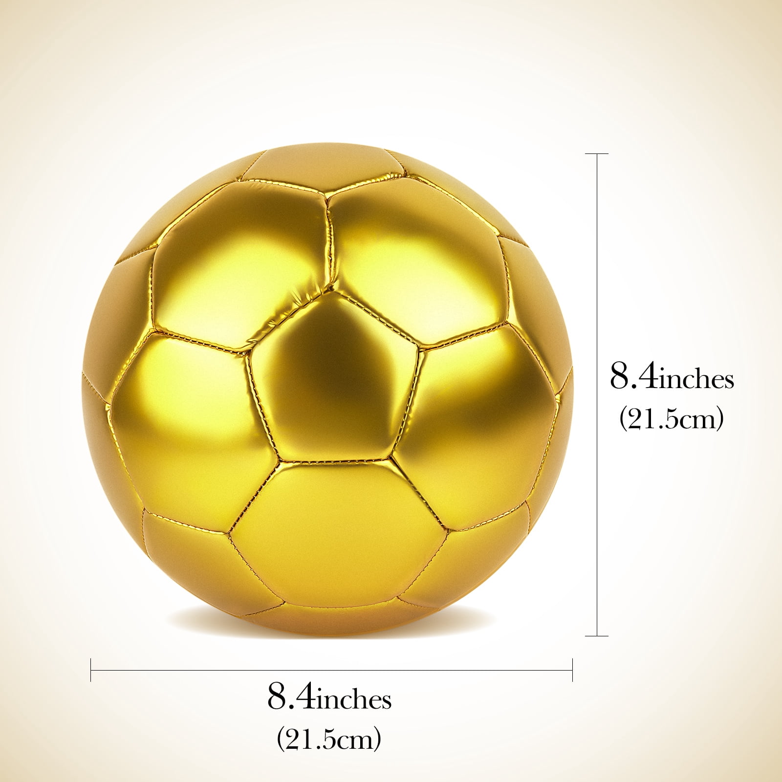 Linkidea Official Match Size Soccer Ball, PVC Golden, 5
