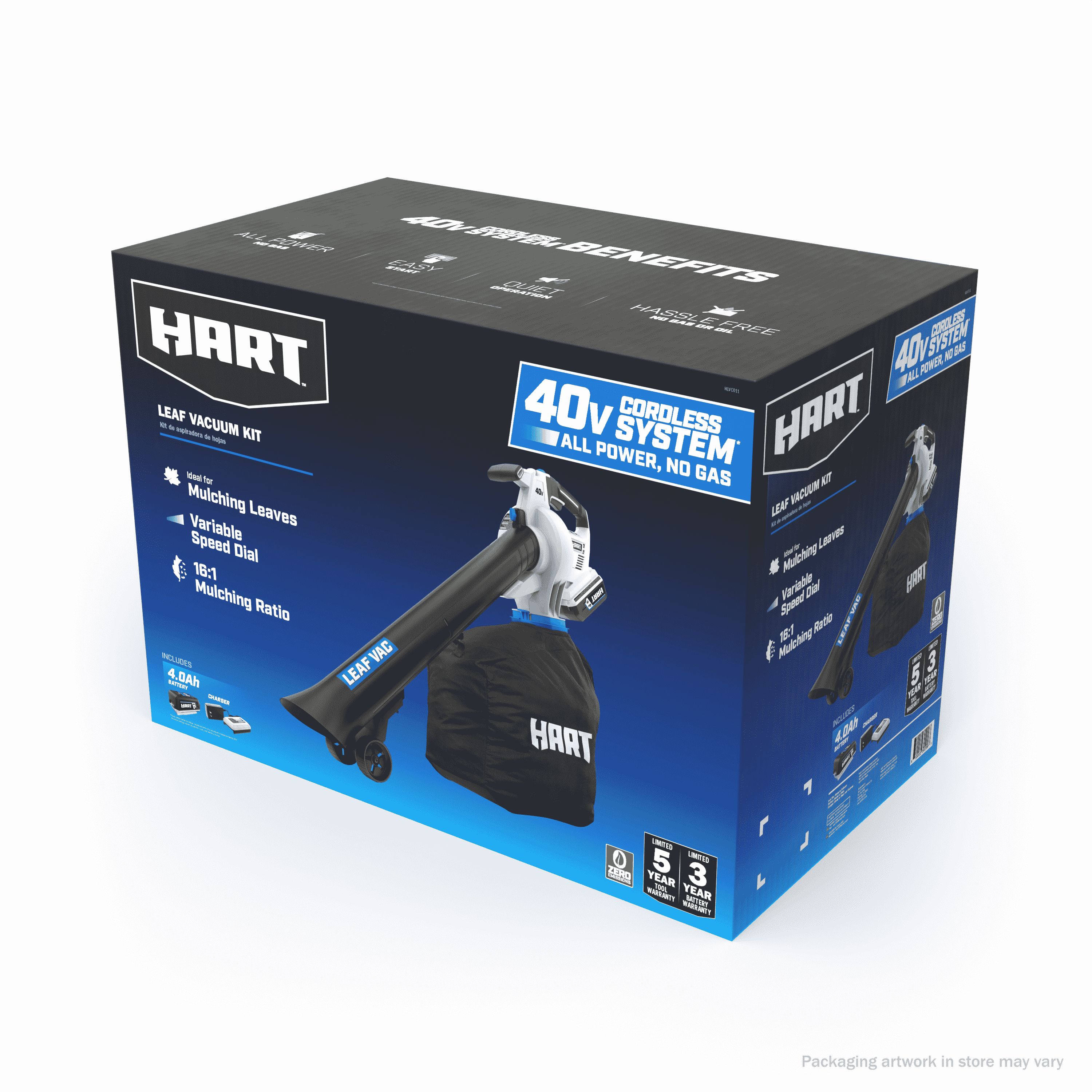 HART 40 Volt Battery Powered Leaf Vacuum Kit 1 4.0Ah Lithium