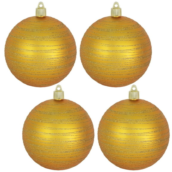 Christmas By Krebs 4 3/4" (120mm) Ornament [4 Pieces] Commercial Grade Indoor & Outdoor Shatterproof Plastic, Water Resistant Ball Shape Ornament Decorations (Imperial Gold)