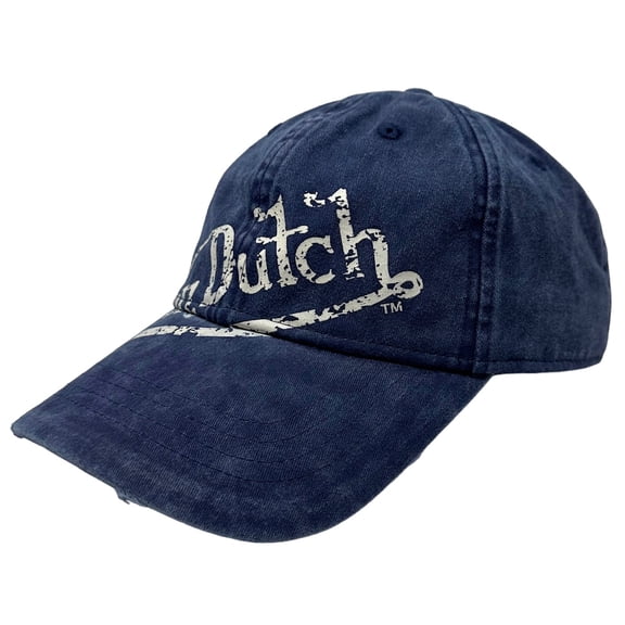 Von Dutch Strapback Hat Washed Blue Distressed Rips Unstructured Dad Cap