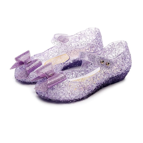 Cathalem Little Girls Sandals Toddler Girls Sandals Closed Toe Water Beach Summer Shoes Soft Rubber Sole Dress Princess Shoes Flat (Purple,9)