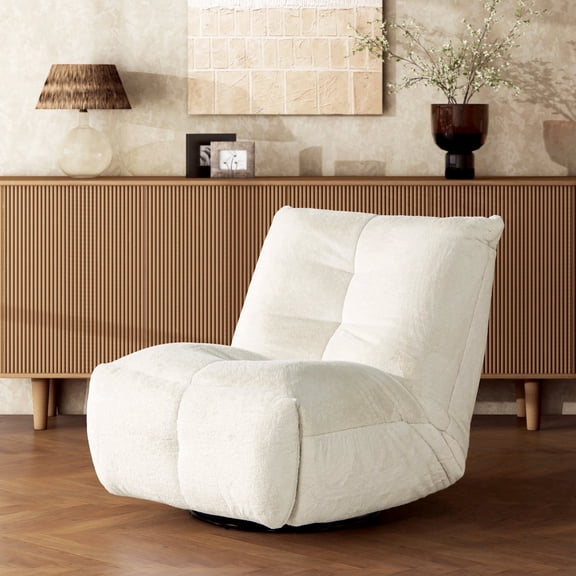 Rearden 35.5" Swivel Glider Manual Recliner Gaming Lounge Chair Pearl White