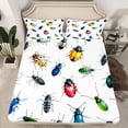 thumbnail image 2 of Colorful Ladybug Full Sheet Sets 4pcs, Cartoon Insects Print Bed Sheets Set For Bedroom, Cute Animals Microfiber Fitted Sheet For Kids Boys Girls, Retro Cockroach Room Decor Bedding Set, 2 of 6