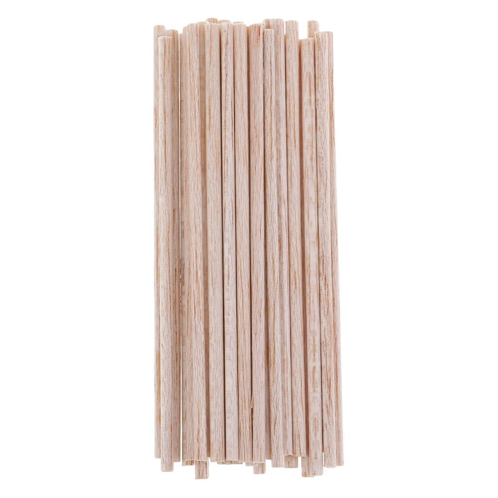 2x30x Unfinished Plain Balsa Wood Round Stick Dowel Rod Diy Craft 60x5x5mm