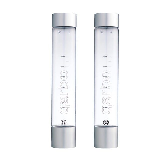 Twenty39 qarbo CLASSIC Botellas de agua de 1 litro para máquina de agua con gas e infusor de frutas - Juego de 2 (cromado)