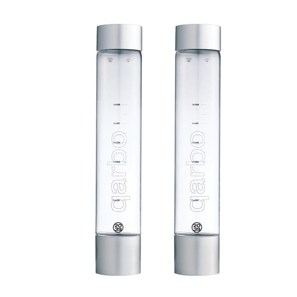 Twenty39 qarbo CLASSIC Botellas de agua de 1 litro para máquina de agua con gas e infusor de frutas - Juego de 2 (cromado)