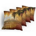 thumbnail image 5 of Ambesonne Beach Throw Pillow Cover 4 Pack, Sunset Caribbean Palms, 20", Dark Orange Pale Blue, 5 of 7